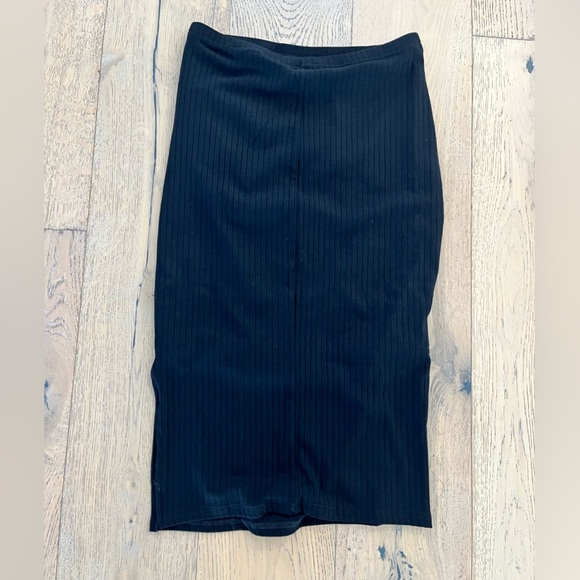 Women Split Bodycon Midi Skirt High Waist BLACK Pencil Size Medium - Picture 4 of 8